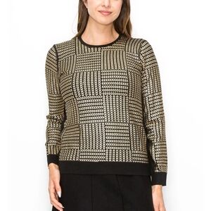 Chic Black and Gold Women's Crew Neck Sweater